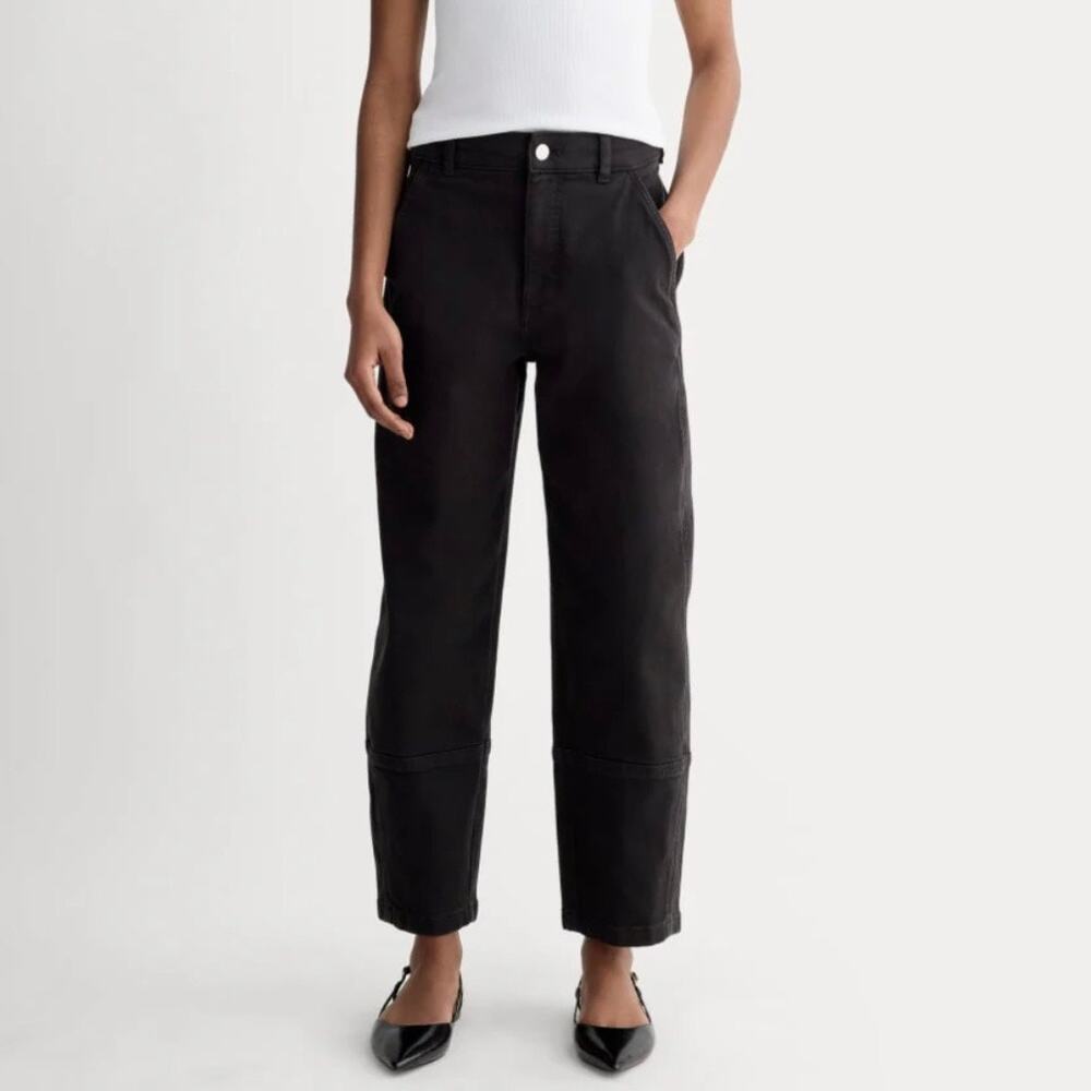 EVERLANE Utility Barrel High Rise Organic Cotton Pant Jeans Black, Size 8 Tall